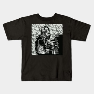 Thelonious Monk Legendary Jazz Piano Player Linotype Art Original Design T-Shirt - Gift for Vinyl Collector, Jazz Fan or Musician Kids T-Shirt